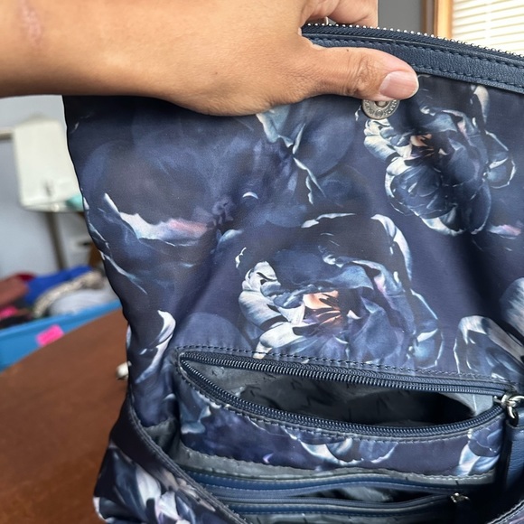 Simply Vera Wang Blue Floral Multi Pocket Bookbag - Picture 8 of 16